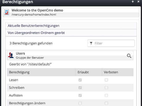 Berechtigungen-Dialog mit Icon zum Öffnen der Benutzerliste