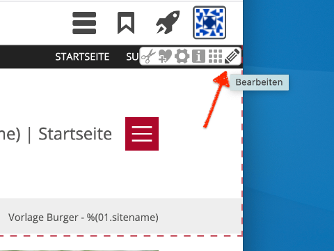 Öffnen der Modellgruppe für den 'Burger' Kopfbereich